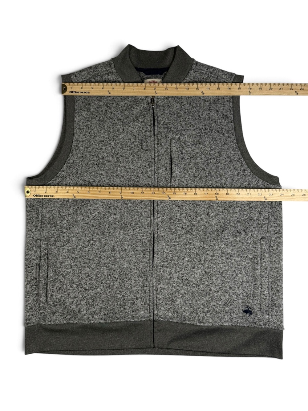 Brooks Brothers Red Fleece Marled Gray Sweater Fleece Full Zip Vest Men’s XL - Picture 4 of 9